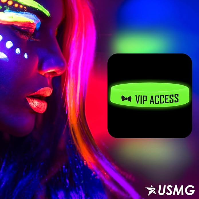 USMG Custom One Color Print Neon Silicone Wristbands - Personalized Printed - Add a Message - Customizable Rubber Bracelets