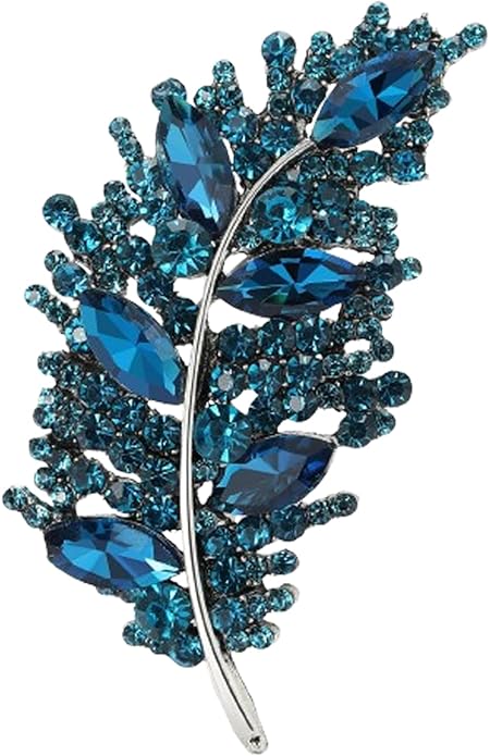 Rhinestone Leaf Brooches for Women Men,Vintage Plant Leaf Lapel Pins Sparkling Crystal Feather Brooch Collar Pins Clothing Bags Hats Christmas Birthday Jewelry