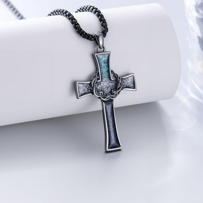 YEESIA Cross Necklace for Men Women 925 Sterling Silver Christian Pendant Religious Jewelry Gift for Men Women.