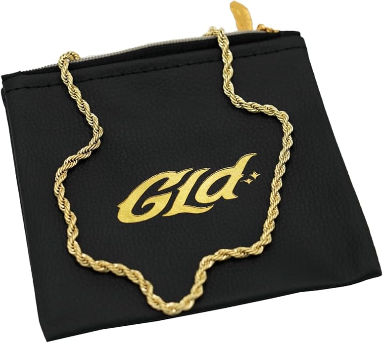 GLD Rope Chain - Gold-Plated Rope Chain with Exclusive Storage Travel Pouch - Snatch-Proof Clasp, Sweat-Proof and Fade-Resistant - Lifetime Quality, Designed in Miami