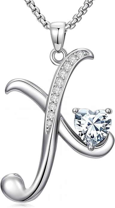 Christmas Gifts for Women Alphabet A to Z Initial Birthstone Pendant Necklaces for Women - 18k White Gold Plated Personalized Name Jewelry Valentine Mothers Day Birthday Gifts for Women Her Girlfriend