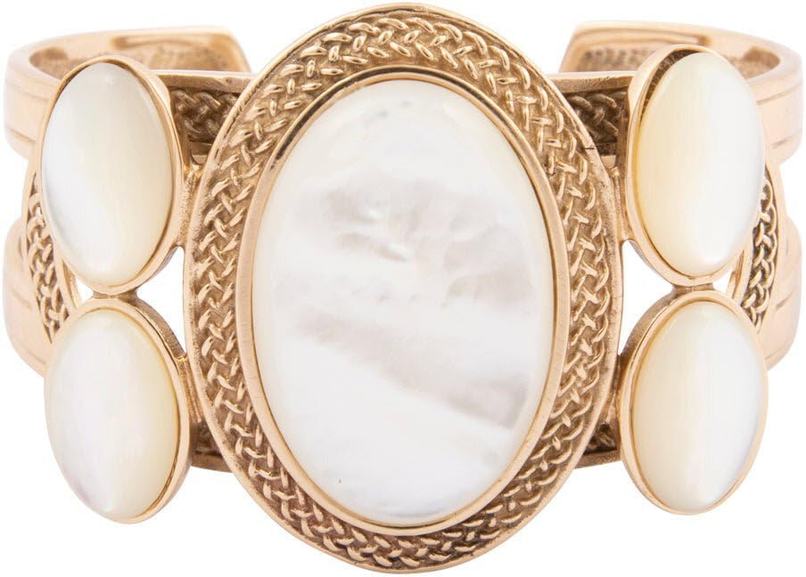 Barse Jewelry Mother of Pearl Ovation Golden Cuff Bracelet
