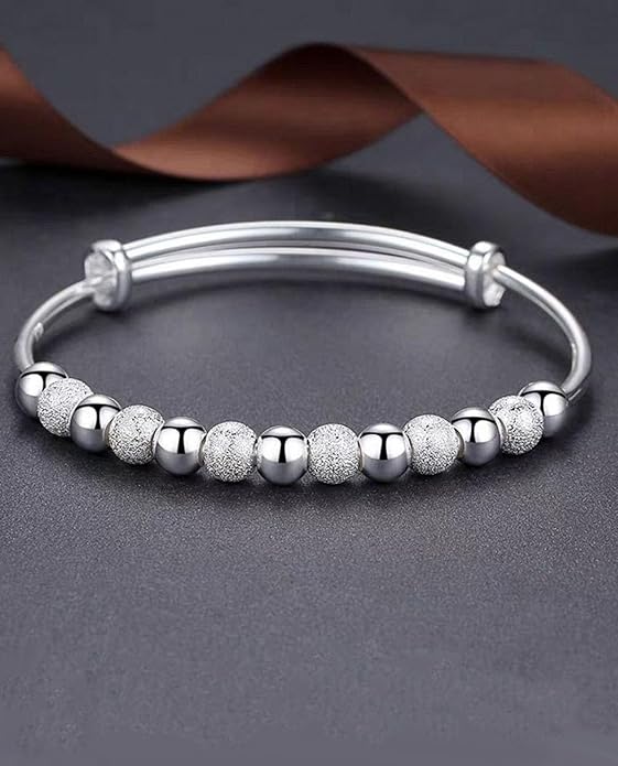 S925 Silver Bangle Bracelet for Women, Elegant Women‘s Sterling Silver Bracelet Bangle Adjustable 6.4-7.8 inches Small Size