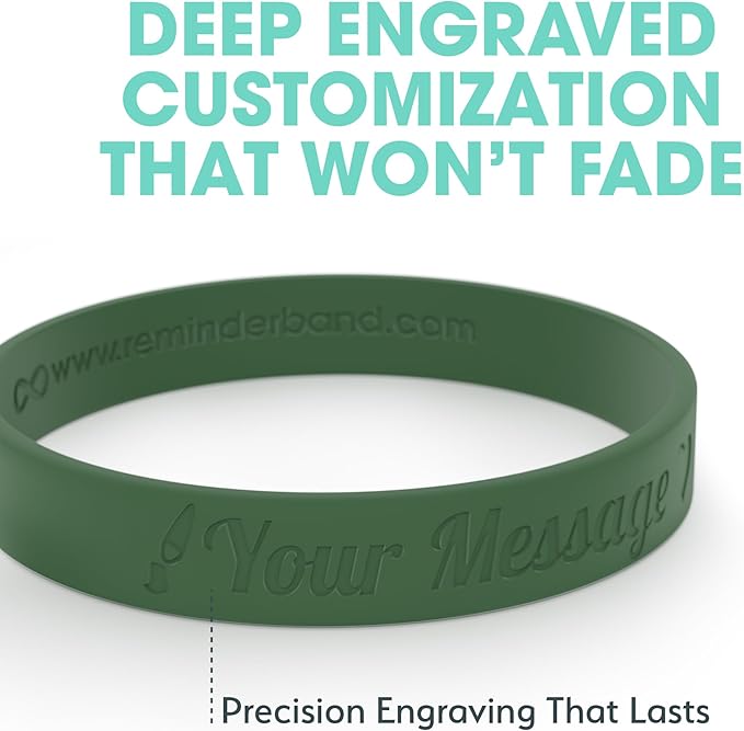 Reminderband Custom Silicone Bracelet – Motivational Wristbands, Bulk Personalized Bands for Events, Awareness, Fundraisers, Gifts – Custom Rubber Bracelets - 1/2" Classic