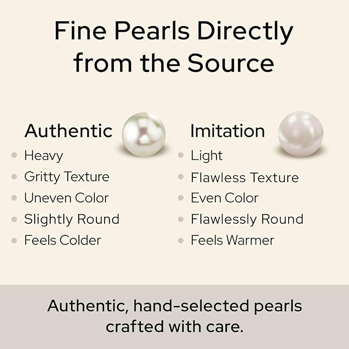 The Pearl Source Real Pearl Necklace for Women with AAA+ Quality Round White Freshwater Genuine Cultured Pearls | Pearl Strand with 14K Gold Plated Sterling Silver Clasp