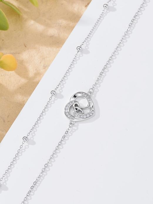 Dorunmo Initial Anklet 925 Sterling Silver Letter A-Z Layered Heart Anklet Beach Jewelry Birthday Gifts for Women
