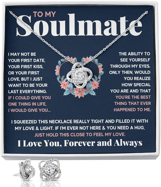 Couples Gifts Necklace To My Soulmate Necklace Birthday Christmas Jewelry Romantic Gifts For My Wife with Message Card Box Personalized Gift Present Pendant for Future Wife Soulmate Girlfriend