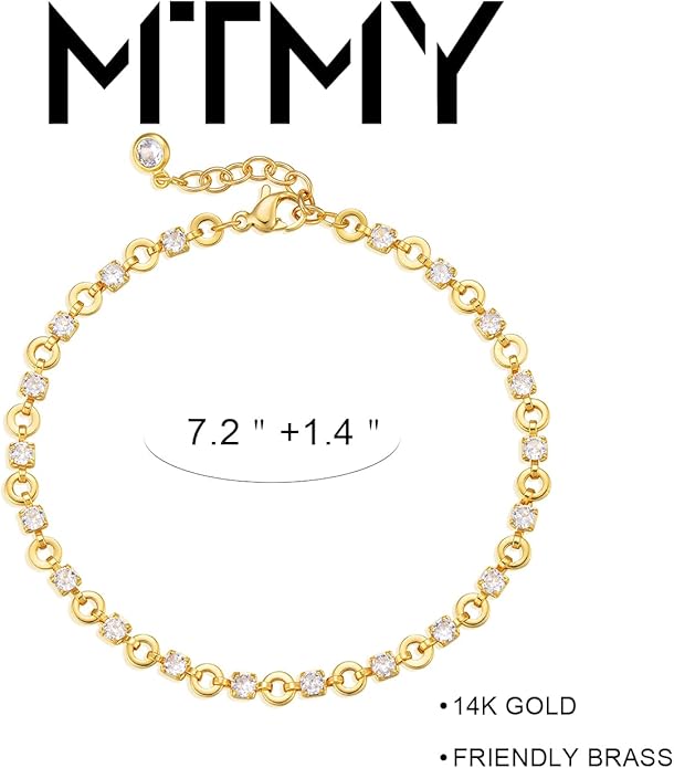 MTMY Gold Chain Bracelet for Women 14K Gold Plated Dainty Bracelets with Adjustable Chain Cute Bracelet Gold Trendy Jewelry