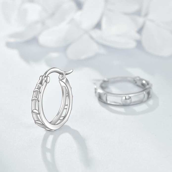 Sterling Silver Hoop Earrings Small Hoop Sun/Leaf/Triangle Huggie Earrings for Women Hypoallergenic