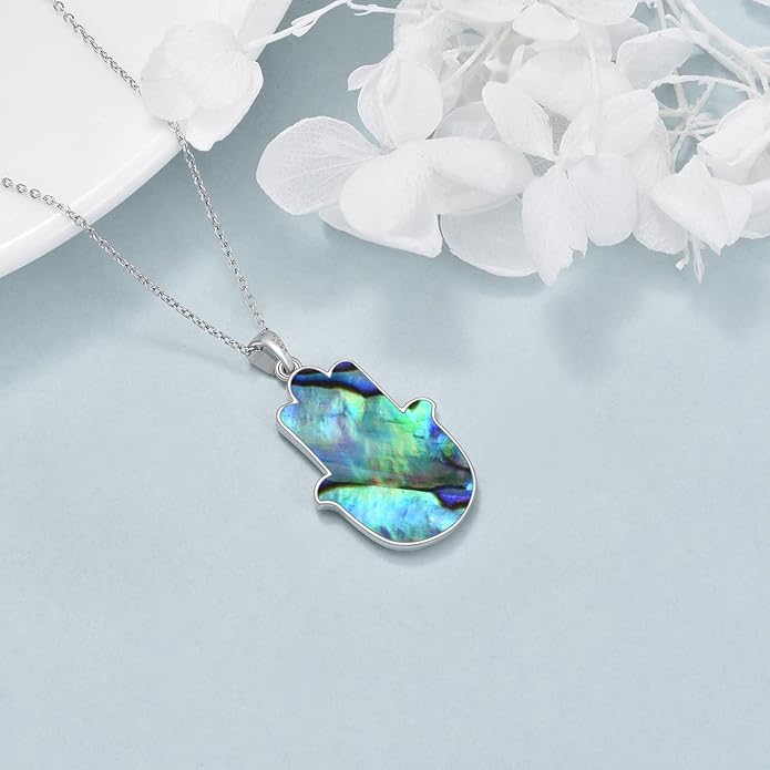 VONALA Silver Evil Eye Necklace for Women Hamsa Fatima Necklace Hamsa Hand Jewelry Gifts for Men