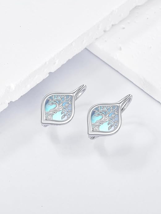 WINNICACA Leverback Earrings for Wonen 925 Sterling Silver Tree of Life Earrings Dangle Drop Turquoise Moonstone Moss Agate Heart Jewelry Gifts for Women Anniversary Birthday Christmas