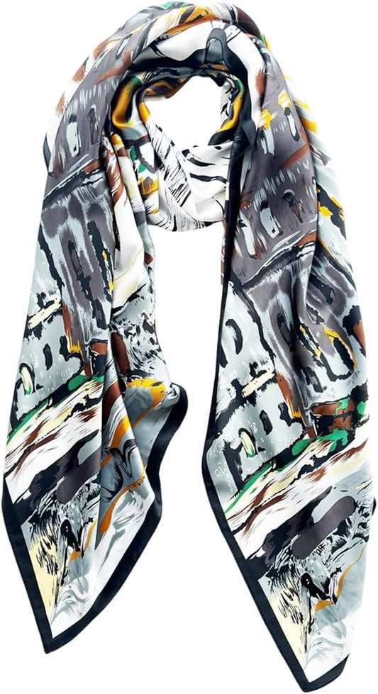 Long Silk Like Scarf Lightweight Satin Scarves Large Sunscreen Shawl Wrap for Women