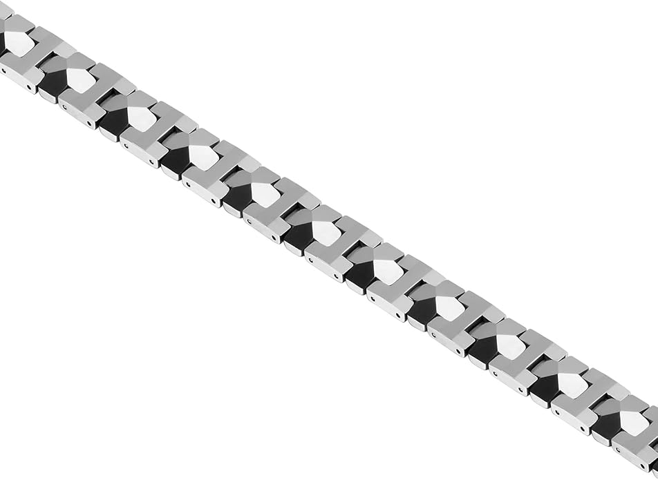 Urban Jewelry Men’s Tungsten Carbide Link Bracelet Collection – 8.3–8.5" Length, 10 mm Heavy Chain, Cross, Track, Box & Wheat Styles, Scratch & Tarnish Resistant, Secure Snap‑Lock, Gift Box