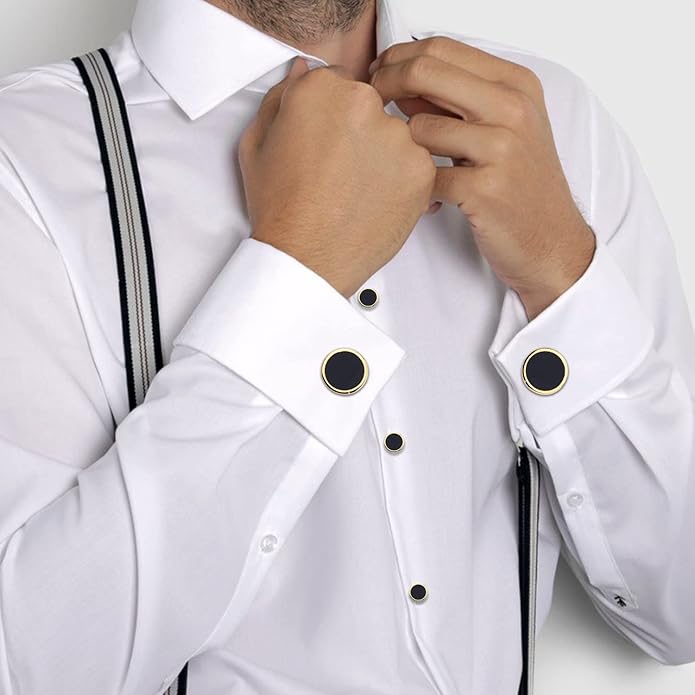 HAWSON Fashion Mother-of-Pearl Tuxedo Shirt Button and Cufflink Set, Specially Designed for Wedding Business
