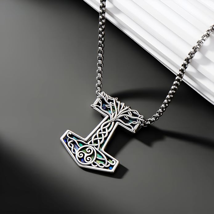 KoyeKei Viking Necklace for Men 925 Sterling Silver Viking Norse Pagan Jewelry Gifts for Women