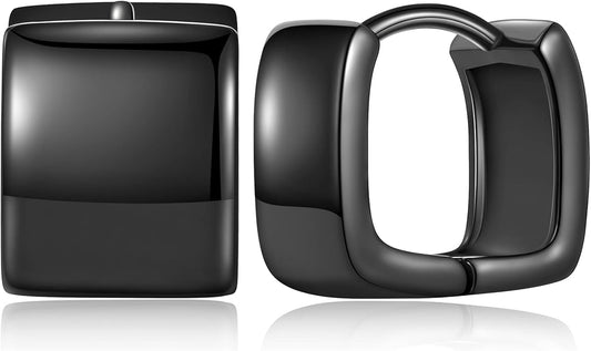 14K Gold Plated Hoop Earring Small Square Huggies Hoops For Women, Minimalist Cute Earrings for Women Girls Gift, gold silver rose gold black and CZ