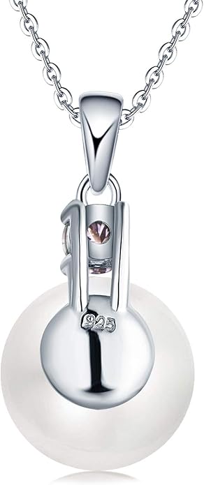 925 Sterling Silver Freshwater Cultured Pearl Pendant Necklace JO WISDOM Jewelry for Women,Girls