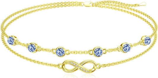 Dorunmo Anklet Bracelets For Women 925 Sterling Silver Birthstone/Infinity/Butterfly/Evil Eye/Turtle/Pineapple/Starfish/Heart Anklets Bracelets Jewelry Gifts for Women