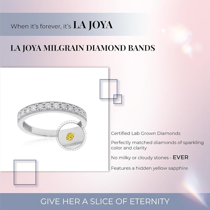 Lab Grown Diamond Wedding Bands for Women | 10K Yellow, White and Rose Gold Certified 1/10 - 1/2 Carat Milgrain Diamond Anniversary Bands, Promise Rings and Stackable Bands