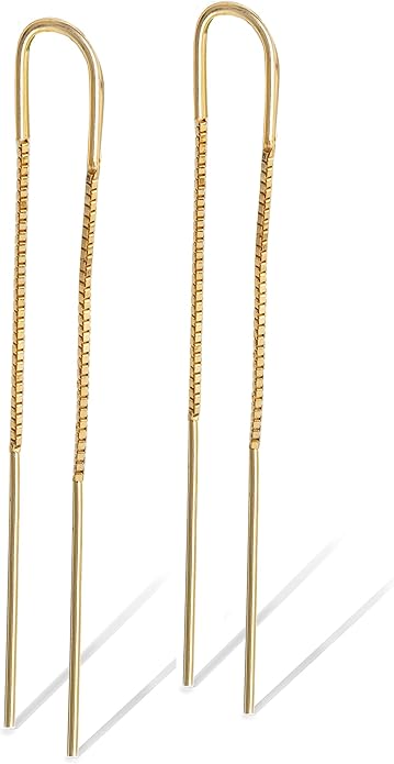 Altitude Boutique Threader Chain Earrings for Women | Gold Vermeil or Sterling Silver Long Dangle Earrings | Gold Drop Earrings Long Chain Earrings for Women, Dangle Earrings