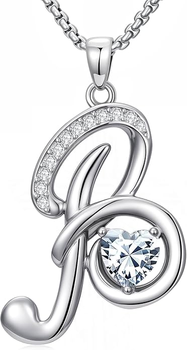 Christmas Gifts for Women Alphabet A to Z Initial Birthstone Pendant Necklaces for Women - 18k White Gold Plated Personalized Name Jewelry Valentine Mothers Day Birthday Gifts for Women Her Girlfriend