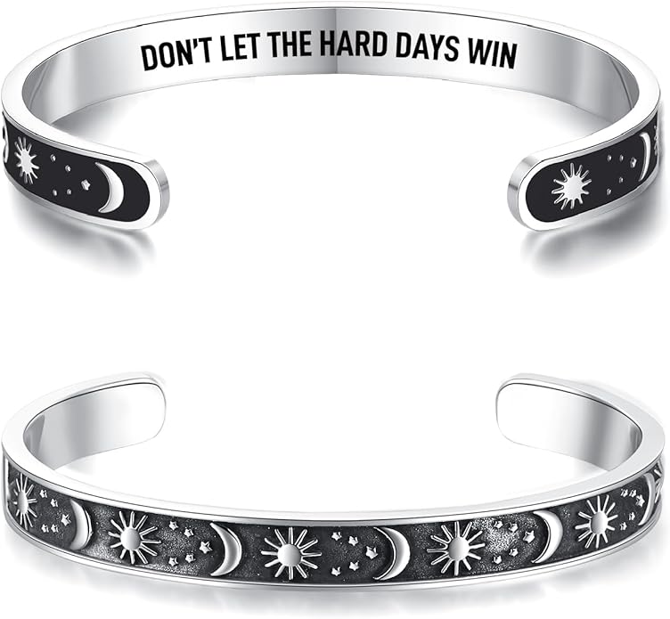 TONY & SANDY Inspirational Bracelets for Women Teen Girls Personalized Gifts for Daughter Granddaughter Mom Sister Friends Stainless Steel Engraved Cuff Birthday Easter Christmas