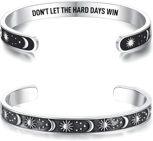 TONY & SANDY Inspirational Bracelets for Women Teen Girls Personalized Gifts for Daughter Granddaughter Mom Sister Friends Stainless Steel Engraved Cuff Birthday Easter Christmas