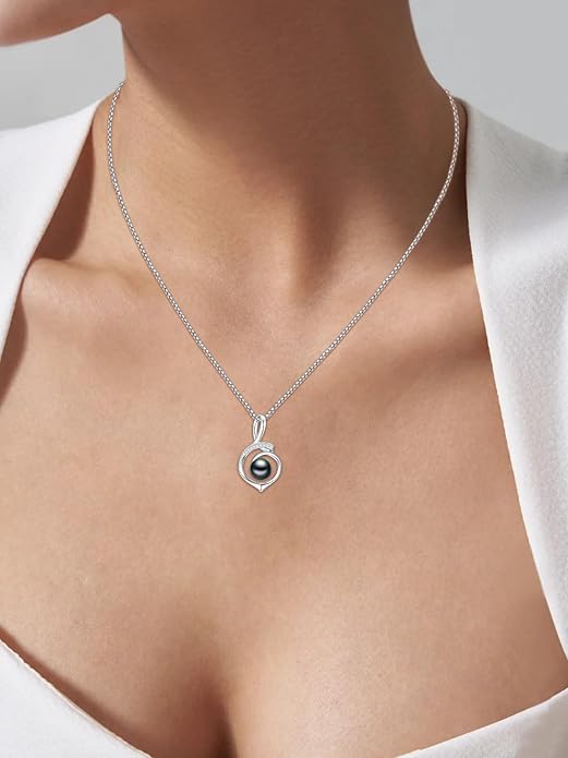 KANNSOAR Tahitian Black Pearl AAAA 18K Gold Plated Sterling Silver Pendant Necklace for Women Wife Mom Girlfriend Valentine Her Jewelry Gift for Anniversary Birthday Christmas
