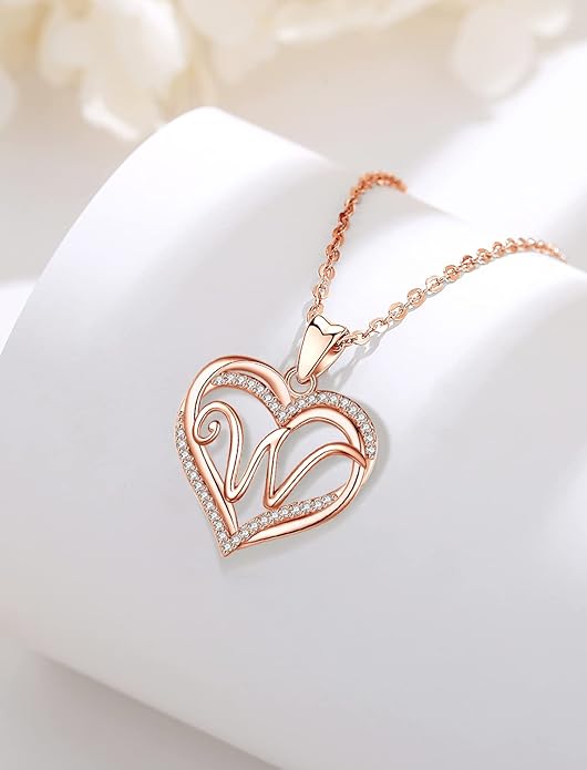 INFUSEU Unique Initial Necklaces for Women Girls Small Heart Letter Jewelry, Meaningful Personalized Gifts