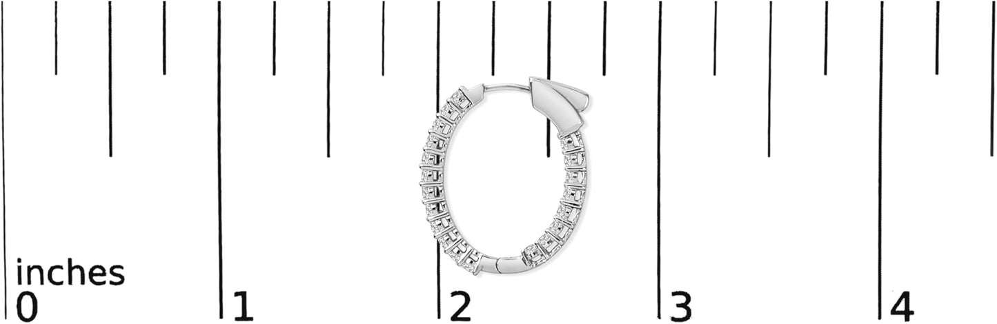 14K White or Yellow Gold 1.0 Cttw Oval Lab Grown Diamond Hoop Earrings