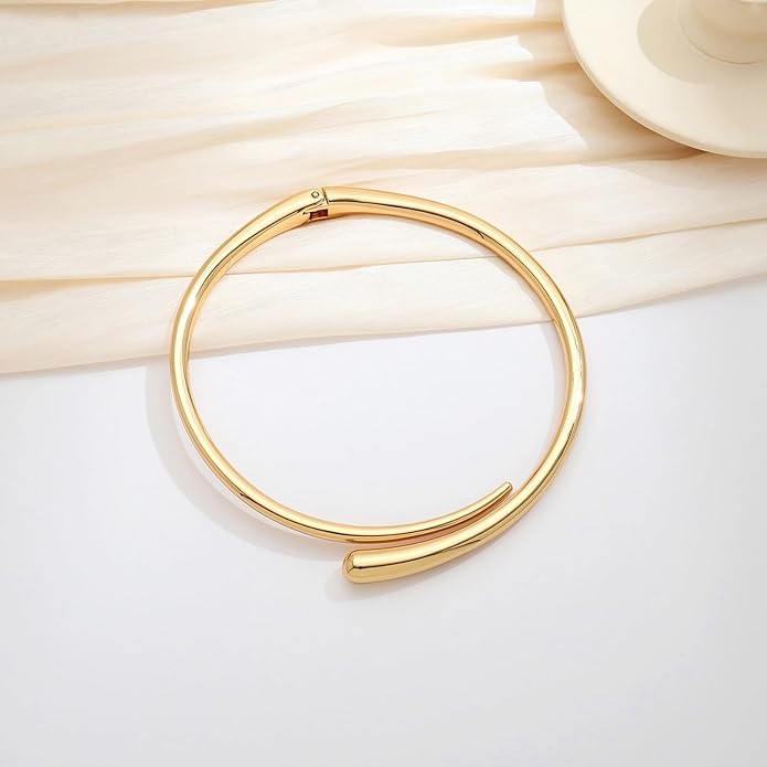 Chunky Collar Necklaces for Women Bold Gold Silver Teardrop Choker Necklace Open Cuff Necklace Fashion Statement Necklaces