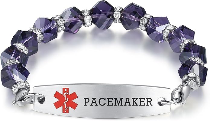 mnmoom 7.5 inch interchangeable Medical id bracelets for Women beads Medical alert bracelets with customize engraving