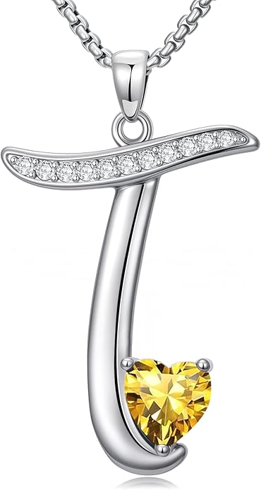 Christmas Gifts for Women Alphabet A to Z Initial Birthstone Pendant Necklaces for Women - 18k White Gold Plated Personalized Name Jewelry Valentine Mothers Day Birthday Gifts for Women Her Girlfriend