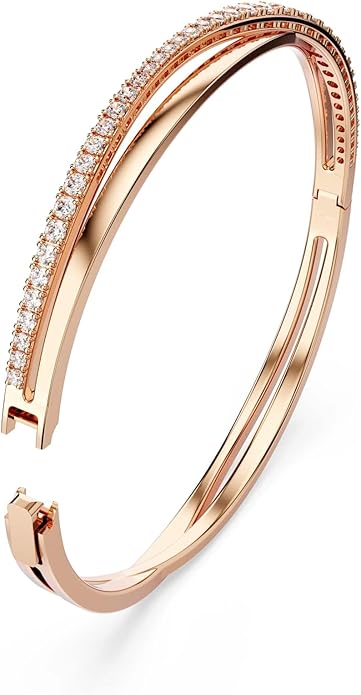 SWAROVSKI Twist Rows Crystal Bracelet Collection, Rhodium & Rose Gold Tone Finish, Clear Crystals