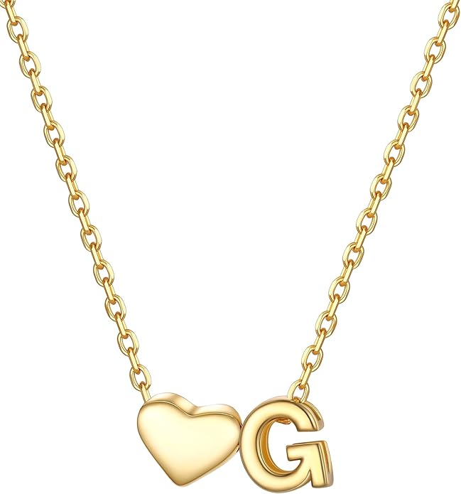 PROSILVER Initial Heart Necklace for Women, 925 Sterling Silver Tiny Heart Letter Necklace Siver, Gold Necklace, Come with Box