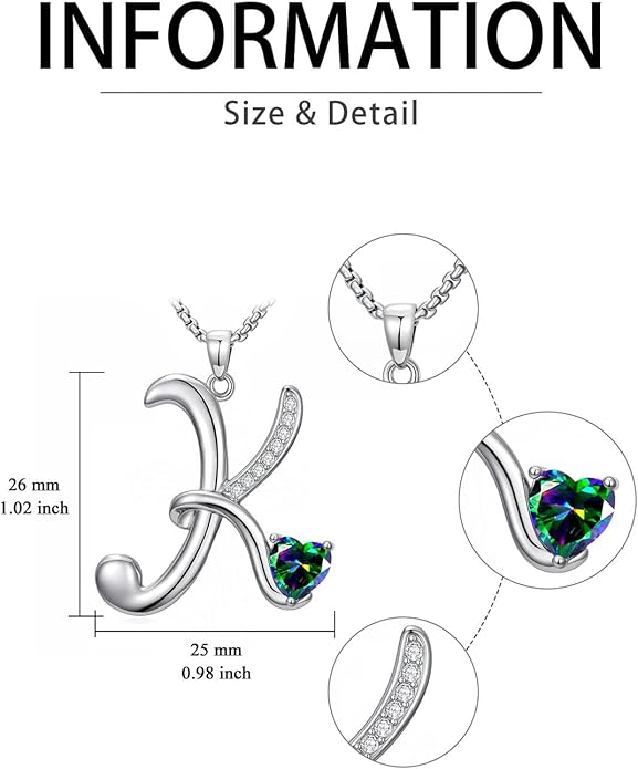 Christmas Gifts for Women Alphabet A to Z Initial Birthstone Pendant Necklaces for Women - 18k White Gold Plated Personalized Name Jewelry Valentine Mothers Day Birthday Gifts for Women Her Girlfriend