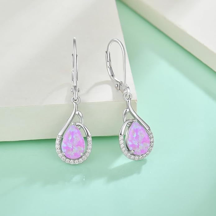 Starchenie Teardrop Dangle Drop Earrings 925 Sterling Silver Pear Birthstones Leverback Earrings Gift for Women