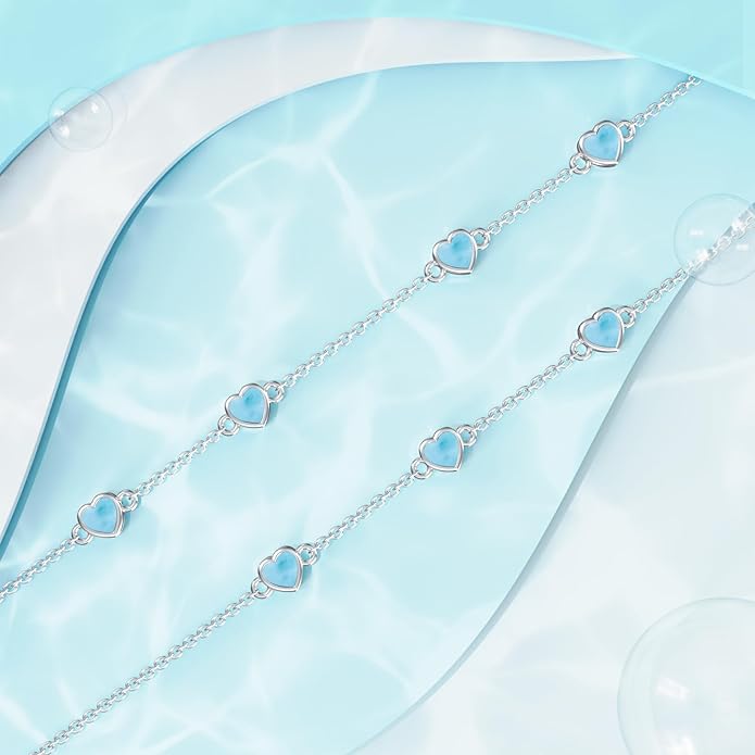 Dorunmo Heart Birthstone Anklet Bracelets for Women 925 Sterling Silver Birthday Jewelry Best Mother's Day for Women Wife