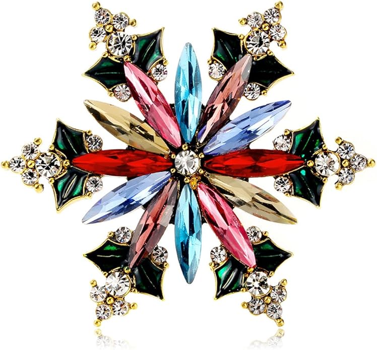 Rhinestone Flower Brooch Pin for Women Red Black Purple Flower Broochs Pin Hat Christmas Brooch Jewelry