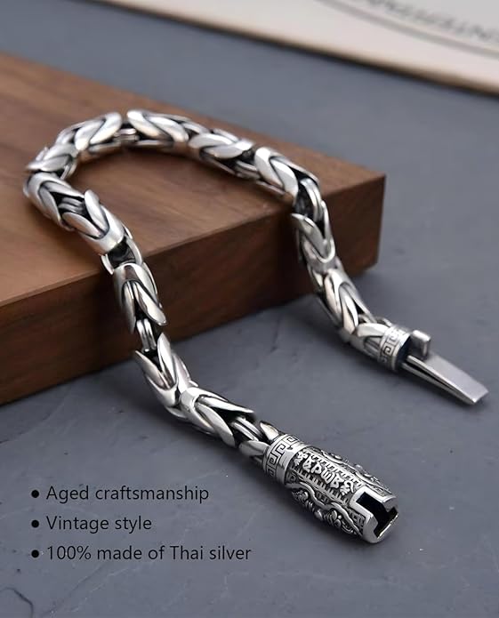 Italian Handmade Sterling Silver Mens Bracelets | Solid S925 Chain Bracelets for Men | Men's Silver Bracelet Gift for Dad, Boyfriend, Son, My Man