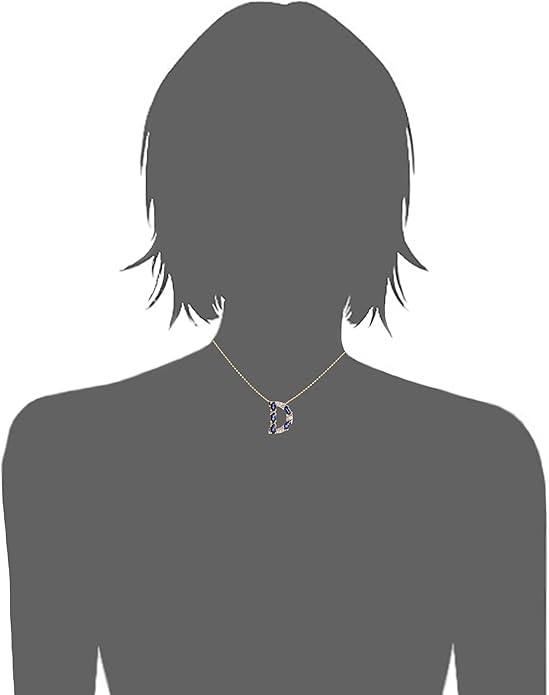 Albert Hern Blue Sapphire Initial Necklace With Diamonds & 18K Gold Chain | Irresistible Letter Pendants Jewelry | Perfect Valentine’s Day, Anniversary & Birthday Gift