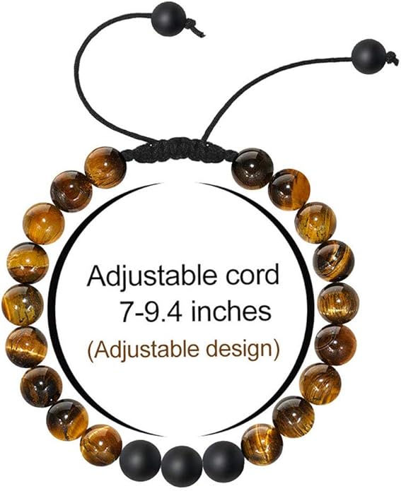 M MOOHAM Natural Stone Bracelets for Men - 8mm Tiger Eye, Matte Agate, Lava Rock - Teen Boys Gifts for Birthday, Anniversary, Christmas