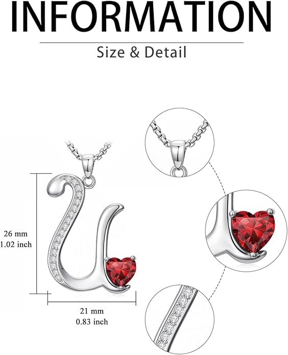 Christmas Gifts for Women Alphabet A to Z Initial Birthstone Pendant Necklaces for Women - 18k White Gold Plated Personalized Name Jewelry Valentine Mothers Day Birthday Gifts for Women Her Girlfriend