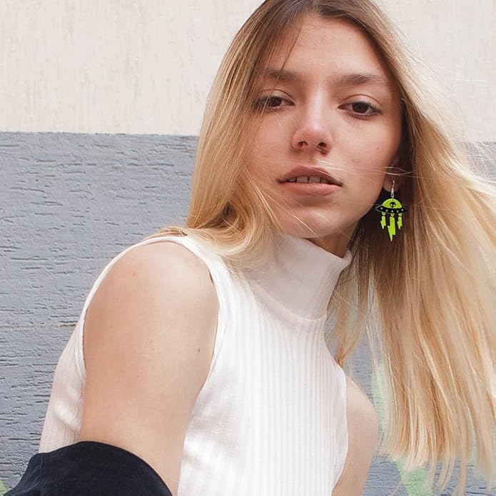 Madison Tyler 80s 90s Earrings for Women | Fun UFO Alien Earrings Space Earrings for Women