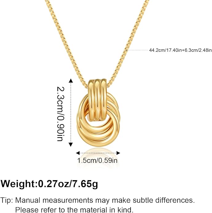 Gold Knot Pendant Necklace for Women Statement Gold Necklace 14K Gold Plated Knot Choker Trendy Jewelry