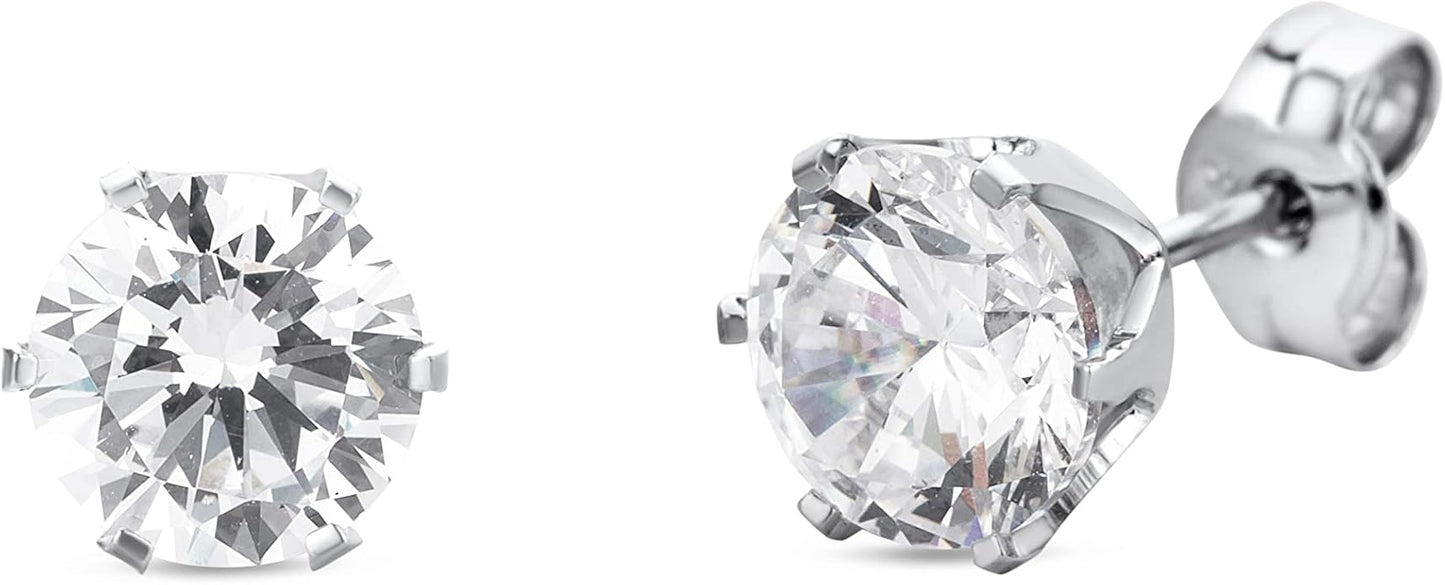 Round 14K Gold Earrings for Women in Solid 14K White Gold 585/14K Yellow Gold 585 with Ruby/Sapphire/Zirconia/Emerald Gemstones, Stud Earrings For Women,Women's Jewelry Delivered in Jewelry Box