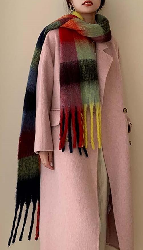 Wander Agio Winter Women Warm Scarf Long Shawl Large Scarves Cold Weather Thick Blanket Scarfs Colorful Plaid