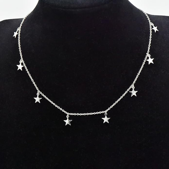 Star Necklace for Women White Gold 14K Gold Plated Layered Star Choker Necklace for Women Thanksgiving Christmas Jewelry Gifts