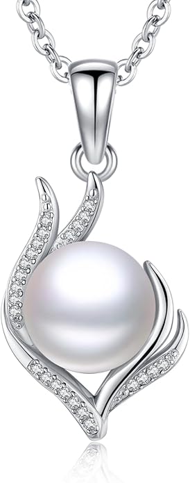 Sebina Pearl Pendant Necklace for Women,925 Sterling Silver Pendant Jewelry,Anniversary Christmas Birthday Valentines Gifts for Wife, Mom, Dauhter, Girlfriend,Her