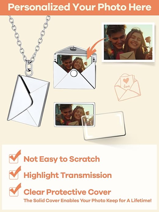Supcare Locket Necklace That Holds Pictures-Engraved Photo Pendant Custom Jewellery Gifts for Men Women (with Jewellery Gift Box)
